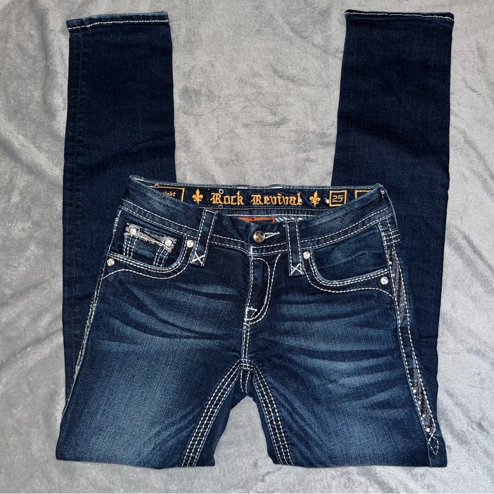 Rock Revival Yui Straight Leg Dark Wash Jeans Women’s Size 25 - Picture 9 of 12